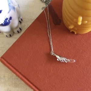 UO crystal hand silver long necklace